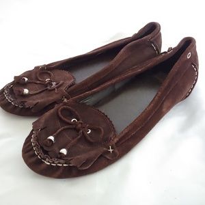 NYLA Brown Leather Moccasins